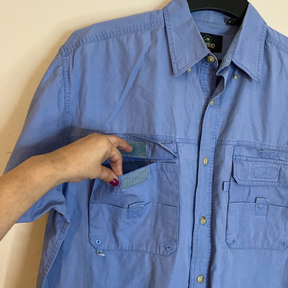 RedHead Men's Outdoor Cotton Short-Sleeve Button-Down Shirt - Blue size Large - Picture 6 of 8
